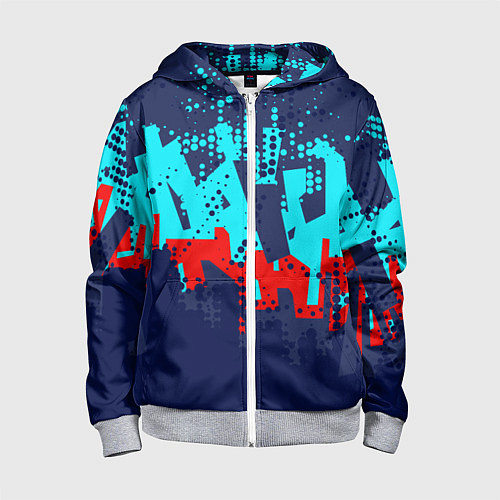 Детская толстовка на молнии Красно-синяя абстракция / 3D-Меланж – фото 1