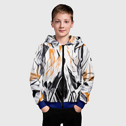 Толстовка на молнии детская Чёрно-жёлтая абстракция на белом фоне, цвет: 3D-синий — фото 2