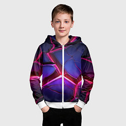 Толстовка на молнии детская Темные синие плиты и фиолетовый свет, цвет: 3D-белый — фото 2