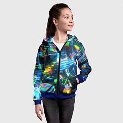 Толстовка на молнии детская Глитч эффект на стекле, цвет: 3D-синий — фото 2