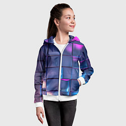 Толстовка на молнии детская Неоновые кубики, цвет: 3D-белый — фото 2