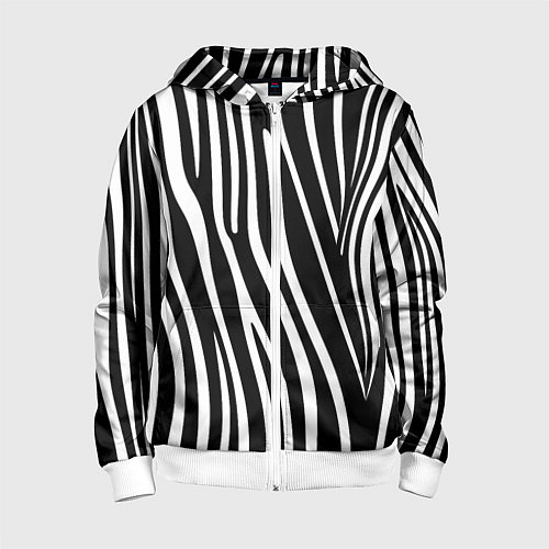 Детская толстовка на молнии Полоски зебры / 3D-Белый – фото 1
