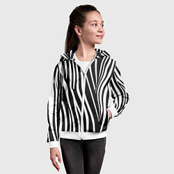 Толстовка на молнии детская Полоски зебры, цвет: 3D-белый — фото 2