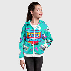 Толстовка на молнии детская Кассеты и надпись 90s, цвет: 3D-белый — фото 2