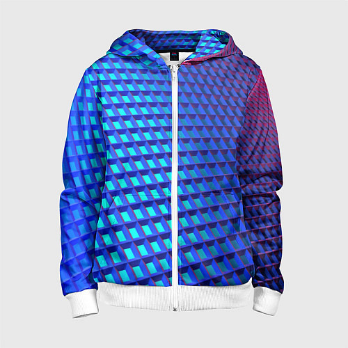 Детская толстовка на молнии Неоновая клетка текстура / 3D-Белый – фото 1