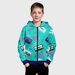Толстовка на молнии детская Бирюзовая кассета из 90-х, цвет: 3D-синий — фото 2