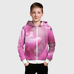 Толстовка на молнии детская Розовые краски абстракция, цвет: 3D-белый — фото 2