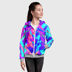 Толстовка на молнии детская Неоновая текстура грани, цвет: 3D-меланж — фото 2