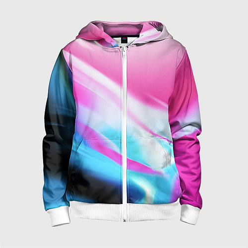 Детская толстовка на молнии Неоновые краски градиент / 3D-Белый – фото 1