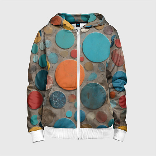 Детская толстовка на молнии Арт вариация терраццо / 3D-Белый – фото 1