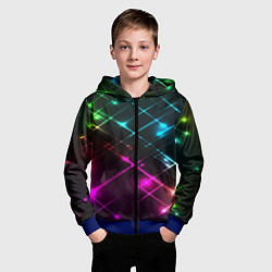 Толстовка на молнии детская Неоновый свет абстракция, цвет: 3D-синий — фото 2