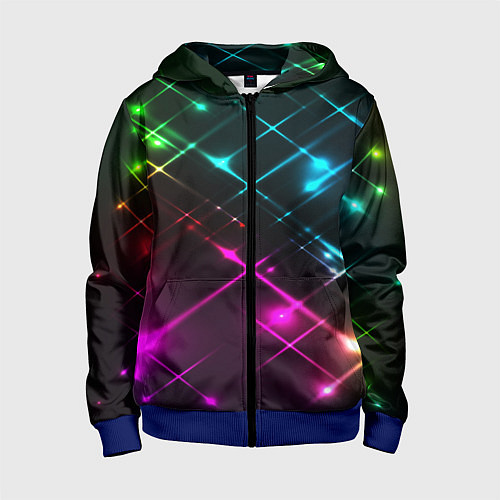 Детская толстовка на молнии Неоновый свет абстракция / 3D-Синий – фото 1