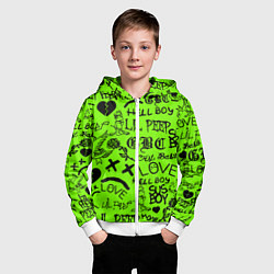 Толстовка на молнии детская Lil Peep кислотный паттерн, цвет: 3D-белый — фото 2
