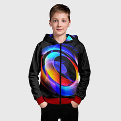 Толстовка на молнии детская Оптические иллюзии волны, цвет: 3D-красный — фото 2