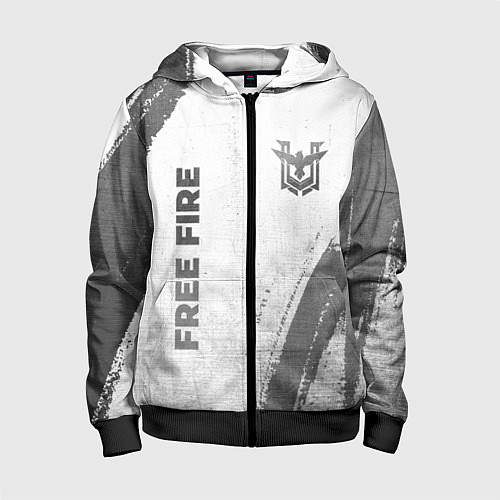 Детская толстовка на молнии Free Fire - white gradient вертикально / 3D-Черный – фото 1