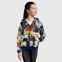 Толстовка на молнии детская Конструктивизм абстракция, цвет: 3D-синий — фото 2