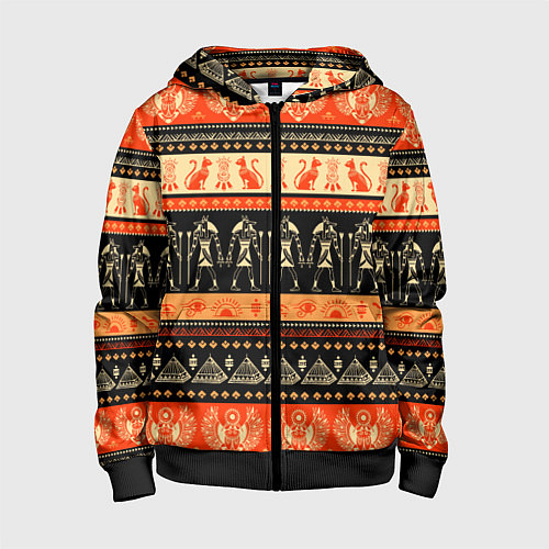 Детская толстовка на молнии Египетский паттерн / 3D-Черный – фото 1