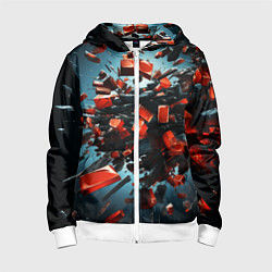 Толстовка на молнии детская Геометрический взрыв пластин, цвет: 3D-белый