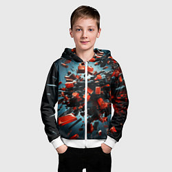 Толстовка на молнии детская Геометрический взрыв пластин, цвет: 3D-белый — фото 2