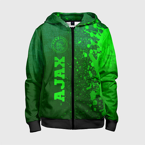 Детская толстовка на молнии Ajax - green gradient по-вертикали / 3D-Черный – фото 1