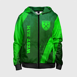 Толстовка на молнии детская West Ham - green gradient вертикально, цвет: 3D-черный