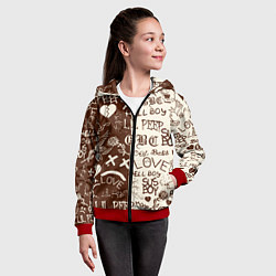 Толстовка на молнии детская Lil peep retro pattern, цвет: 3D-красный — фото 2