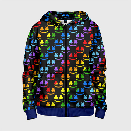 Детская толстовка на молнии Marshmello pattern neon / 3D-Синий – фото 1