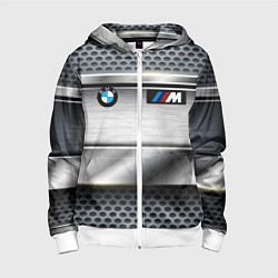 Толстовка на молнии детская BMW metal texture, цвет: 3D-белый