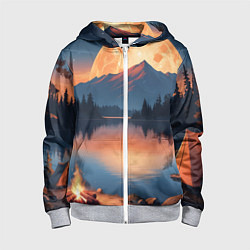 Детская толстовка на молнии Костер на берегу озера