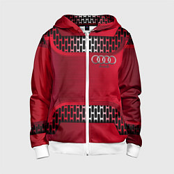 Толстовка на молнии детская Audi metal steel, цвет: 3D-белый