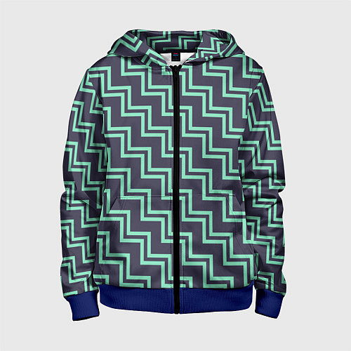 Детская толстовка на молнии Мятные зигзаги / 3D-Синий – фото 1