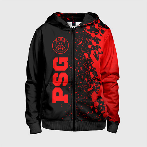 Детская толстовка на молнии PSG - red gradient по-вертикали / 3D-Черный – фото 1