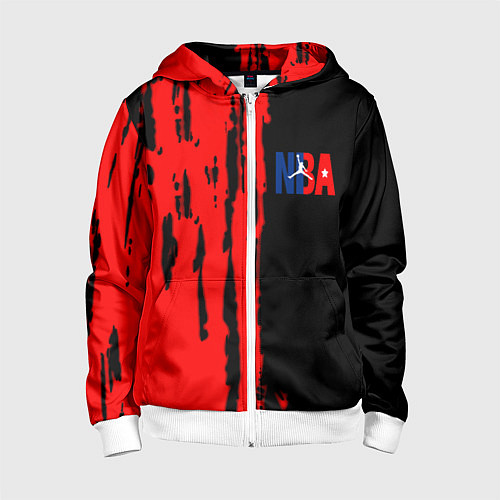 Детская толстовка на молнии NBA краски / 3D-Белый – фото 1