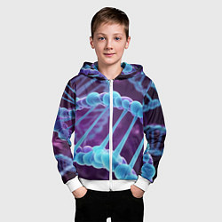 Толстовка на молнии детская Неон ДНК, цвет: 3D-белый — фото 2