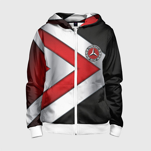 Детская толстовка на молнии Mercedes benz carbon metal / 3D-Белый – фото 1