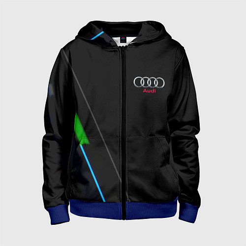 Детская толстовка на молнии AUDI geometry line / 3D-Синий – фото 1