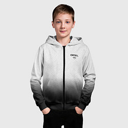 Толстовка на молнии детская Opel с эмблемой градиент чёрно-белый, цвет: 3D-черный — фото 2