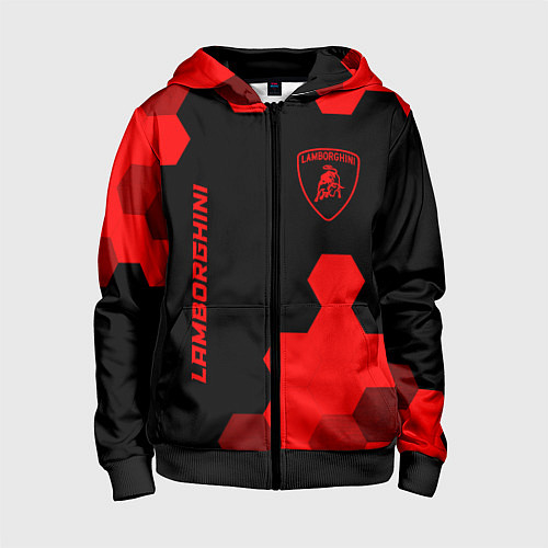 Детская толстовка на молнии Lamborghini - red gradient вертикально / 3D-Черный – фото 1