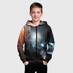 Толстовка на молнии детская Космическая абстракция астероид, цвет: 3D-черный — фото 2