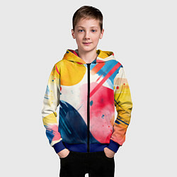 Толстовка на молнии детская Абстрактные мазки красок, цвет: 3D-синий — фото 2