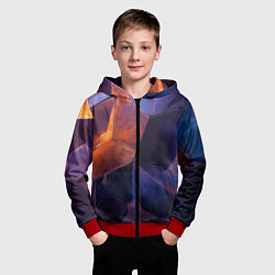Толстовка на молнии детская Искаженная геометрия с эффектом потертостей, цвет: 3D-красный — фото 2