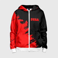 Толстовка на молнии детская SEGA краски красные, цвет: 3D-белый