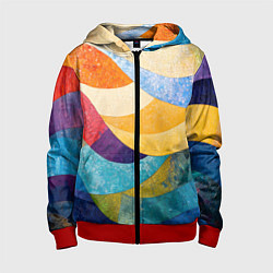 Толстовка на молнии детская Разноцветная геометрическая мозаика, цвет: 3D-красный