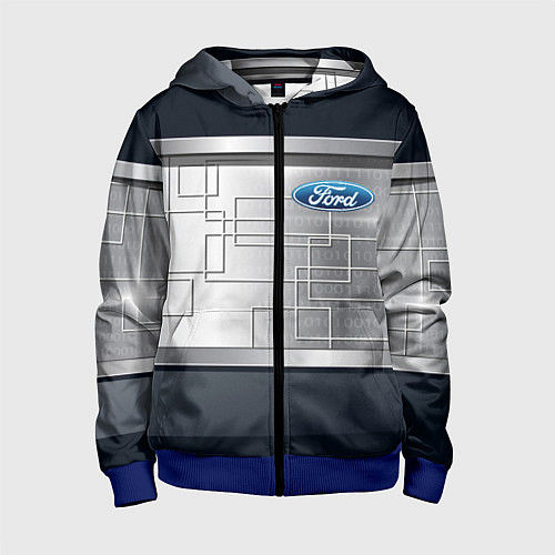 Детская толстовка на молнии FORD текстура из метала / 3D-Синий – фото 1