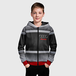 Толстовка на молнии детская Audi metal texture, цвет: 3D-красный — фото 2