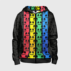 Толстовка на молнии детская Marshmello neon music dj, цвет: 3D-черный