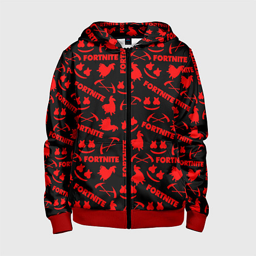 Детская толстовка на молнии Fortnite pattern game red / 3D-Красный – фото 1