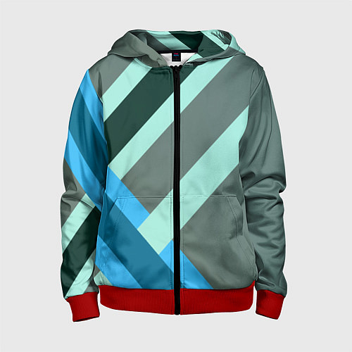 Детская толстовка на молнии Геометрия из полос / 3D-Красный – фото 1