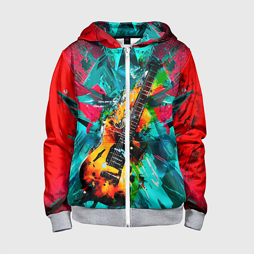 Детская толстовка на молнии Электрогитара в красках / 3D-Меланж – фото 1