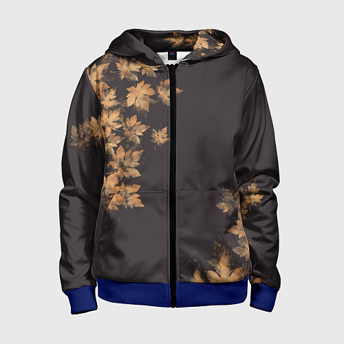 Детская толстовка на молнии Осенние листья эффект / 3D-Синий – фото 1